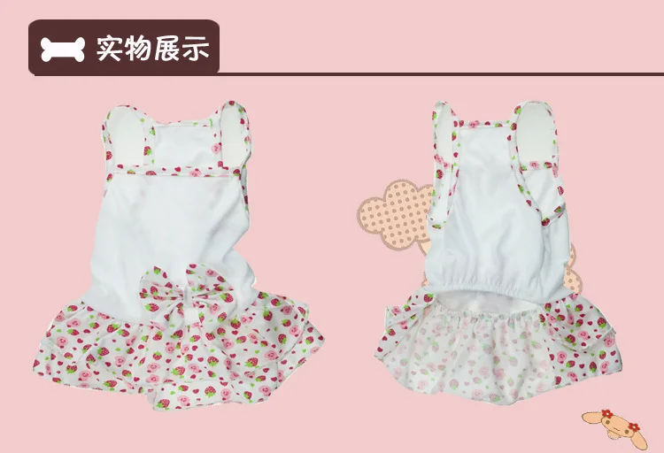 Hot Sale Girl Dog Clothes Cotton Cute Strawberry Print Dresses With Bow For Small Dogs Chihuahua Teddy Poodle Skirl XS-L | Дом и сад