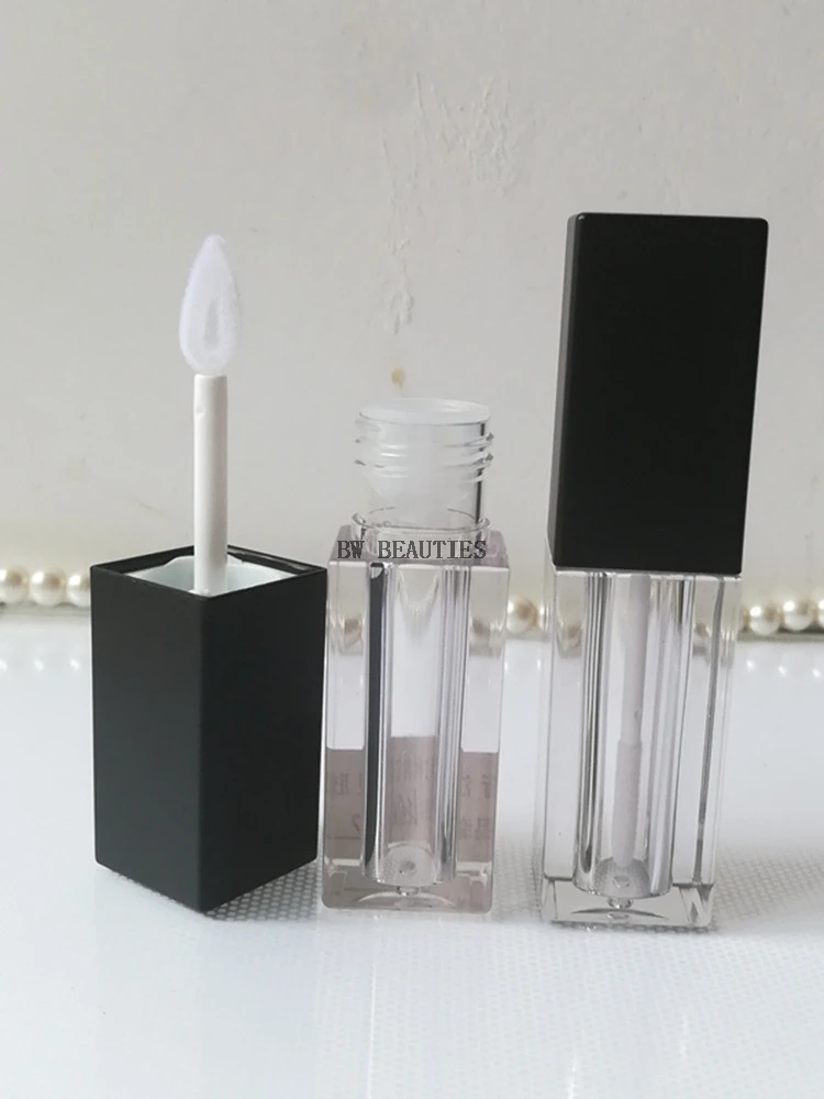 200 шт./лот пустые 5 мл тюбики для блеска губ черная крышка Квадратный Контейнер