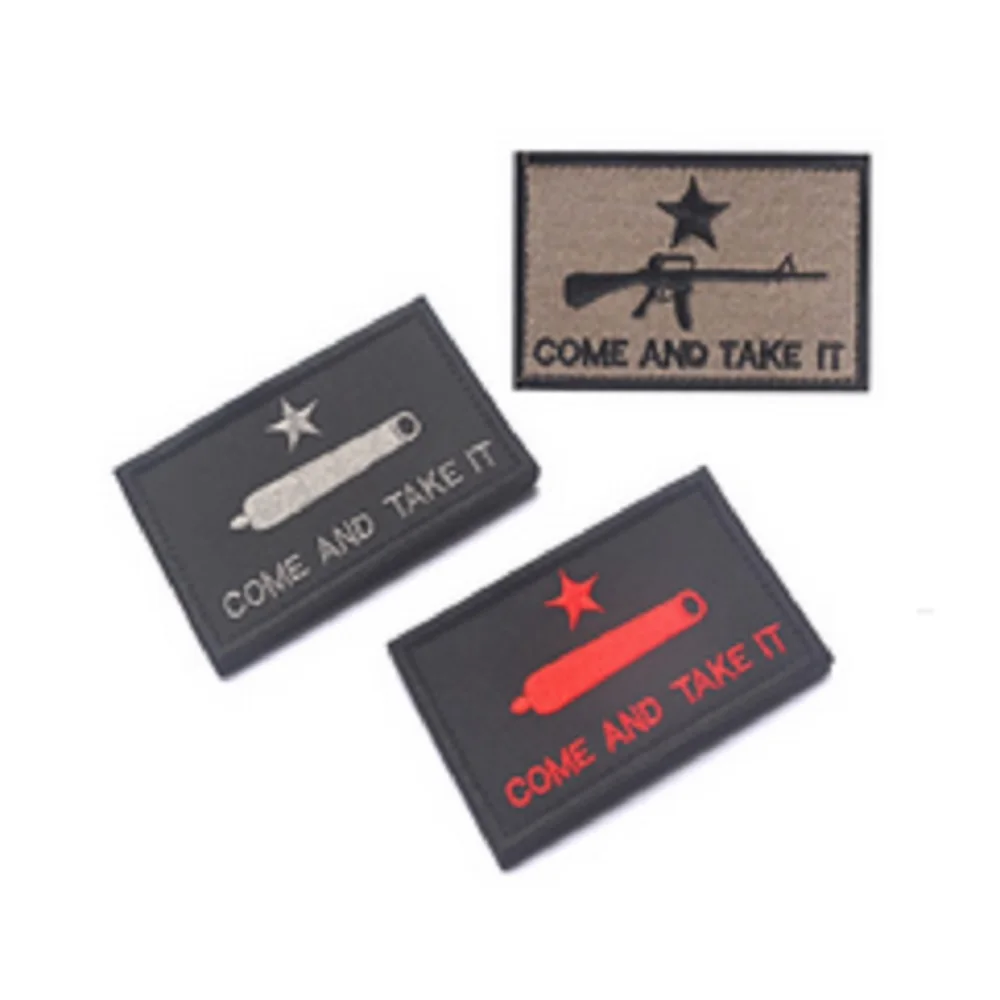 

3D Embroidery Patches Loops And Hook COME AND TAKE IT Patches Here's The Badge Cloth Patch