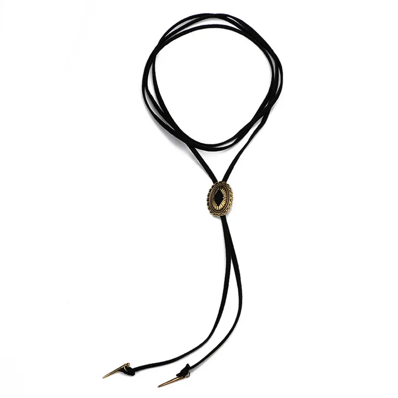 Лидер продаж черное кожаное ожерелье с подвеской Модное Длинное веревочное