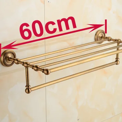 L is 60cm Твердая латунь ванная вешалка для полотенец, античная латунь держатель для полотенец, 50 см угловая полка для полотенец аксессуары, YT-12201-50 - Цвет: L is 60cm