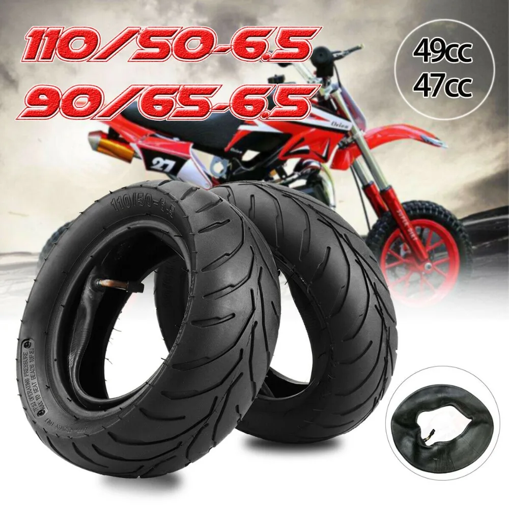 TDPRO 110/50-6,5 Передняя мотоциклетная шина+ внутренняя трубка Новинка для скутера Мини карманная ракета велосипед колеса шины 38cc 47cc 49cc 50cc
