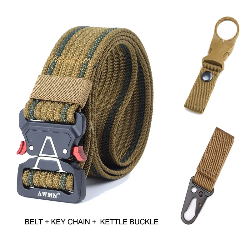 KG2 Army Military Tactical Belt New Outdoor 125cm Cobra Alloy Buckle Nylon Casual Combat Belt Men Women Training Belt AE103 - Цвет: KG2