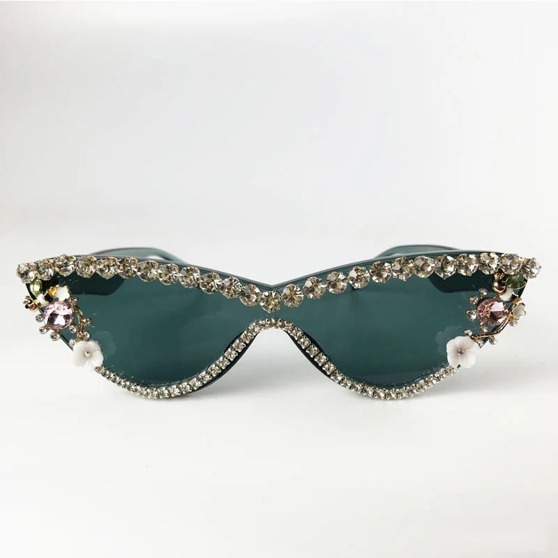 Роскошные бриллиантовые женские солнцезащитные очки в цветочной оправе