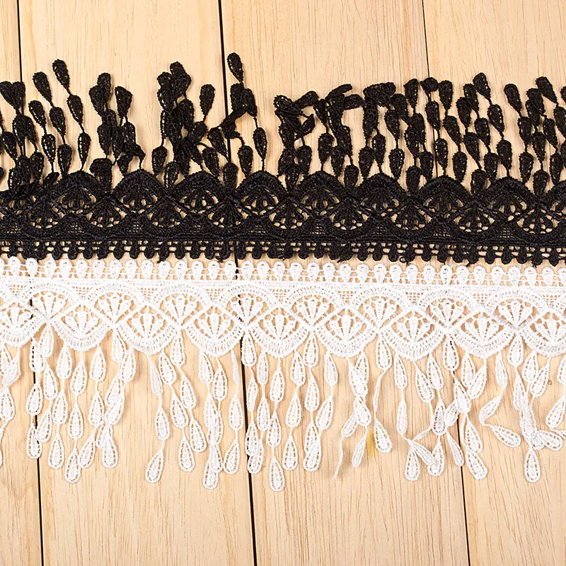 

High quality 9cm Wide White lace fringe lace embroidery clothing DIY materials handmade accessories Tassel Lace Embroidered