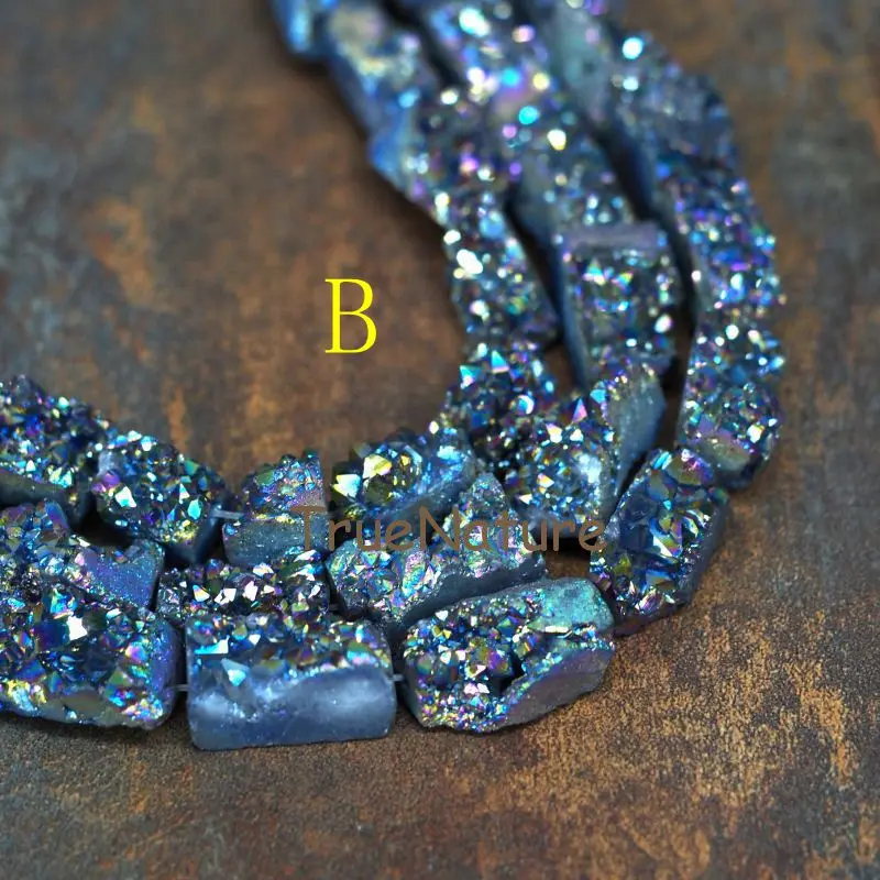 Натуральный Титан Druzy Crystal Quartzs Strand квадратной формы сырой кристалл свободные бусины ювелирные изделия в 12*26 мм PM6640