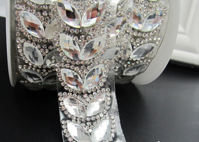 1 ярд прозрачные стразы аппликация отделка одежды/обувь/сумки костюм Свадебные