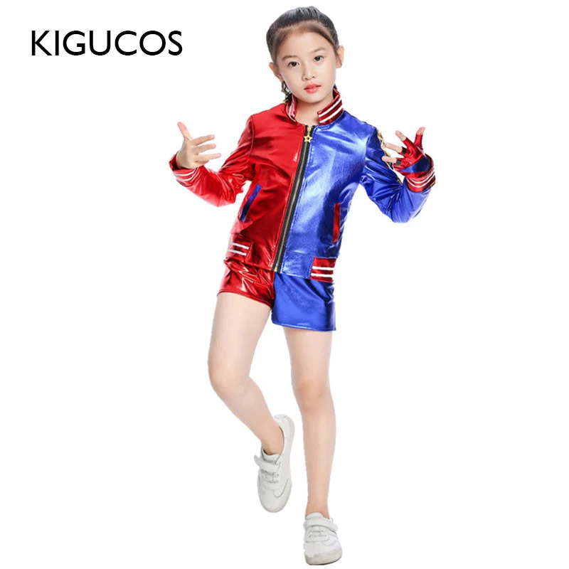 KIGUCOS/детские костюмы, аниме, отряд самоубийц, комплект одежды, Харли Квинн, костюмы для косплея, Детские вечерние костюмы на Хэллоуин, куртка, рубашка, штаны