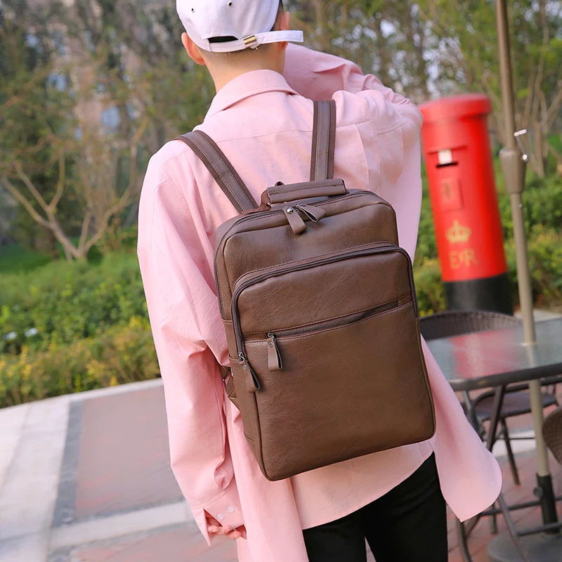 Мужской рюкзак из искусственной кожи высокого качества Молодежный дорожный