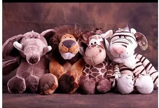 

jungle animals series about 25cm jungle lion, tiger ,giraffe and elephant,one lot / 4 pieces toys,kids' gift d0005