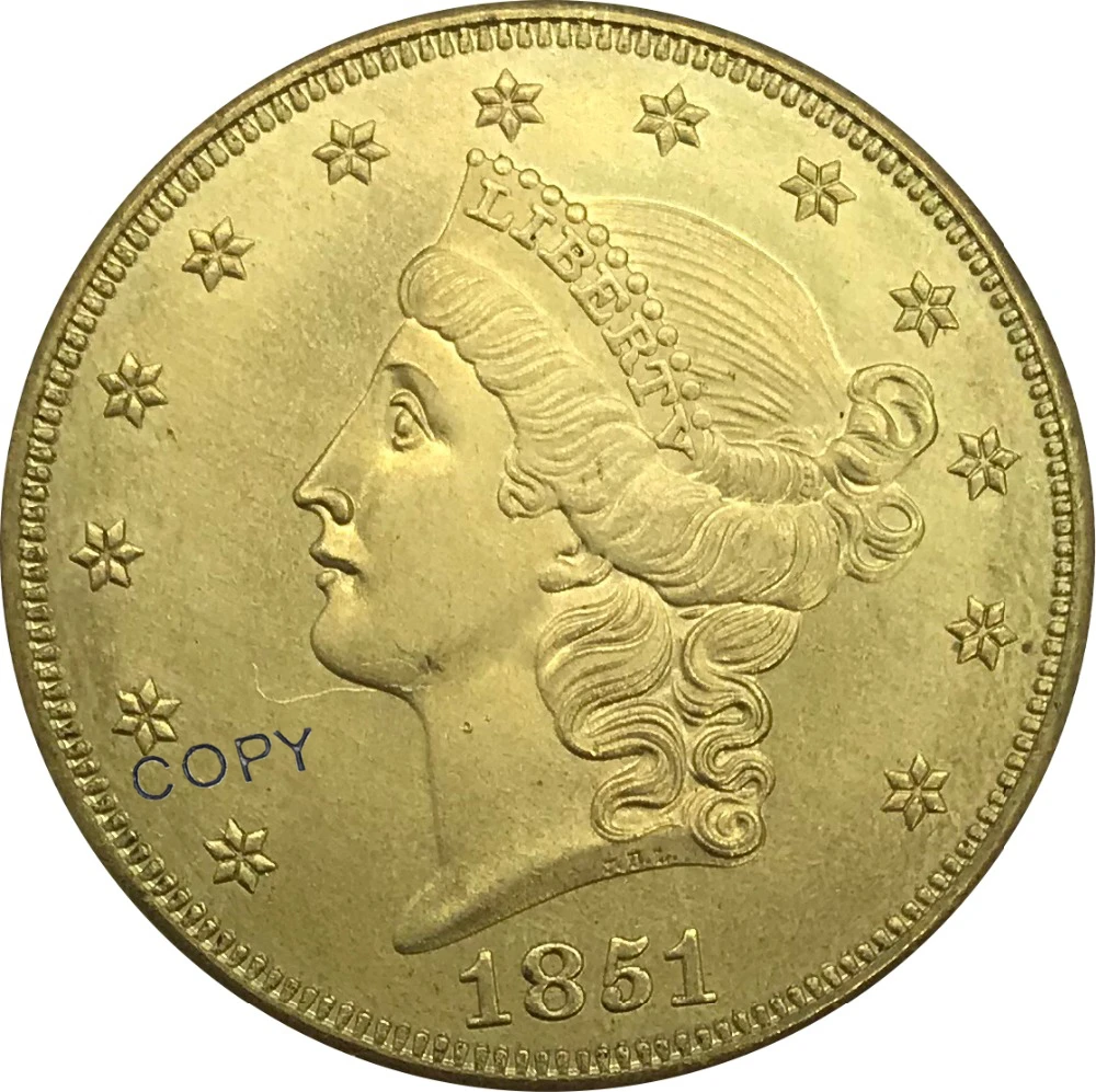 

O 1851 United States Twenty Dollars Liberty Head Gold coin Brass Collectibles Copy Coin