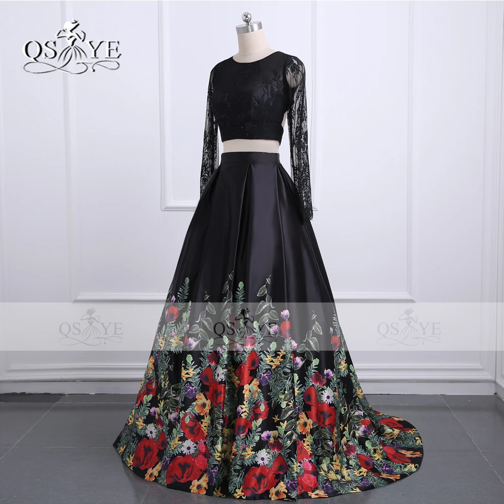 2018 Новое модное Цветочное платье с цветочным принтом из двух частей для