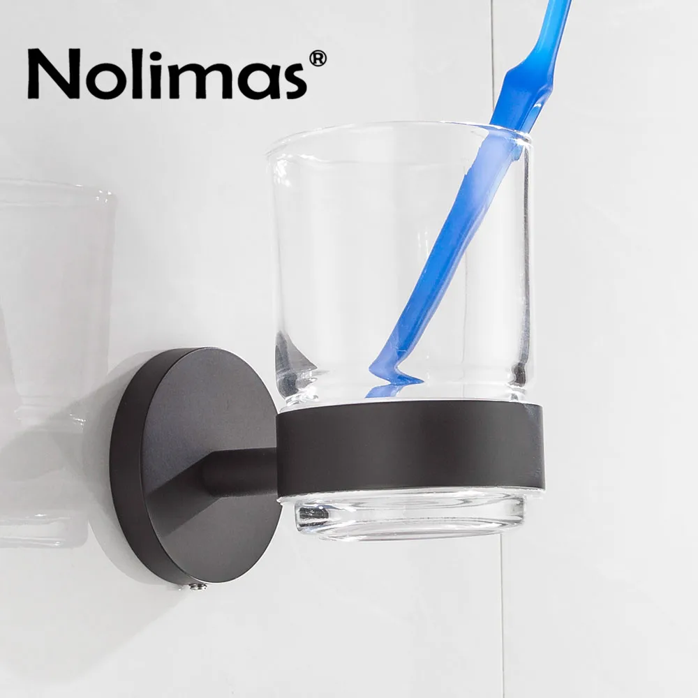 Matte Black Single Toothbrush Glass Cups Holder SUS 304 Stainless Steel Toorhbrush Cup Holders Bathroom Accessories |