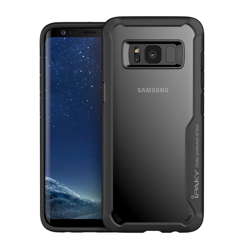 Black IPAKY чехол для телефона для samsung Galaxy S8 S9 Plus ударопрочный защитный мягкий силиконовый чехол-накладка для samsung S8 S9 - Цвет: Black