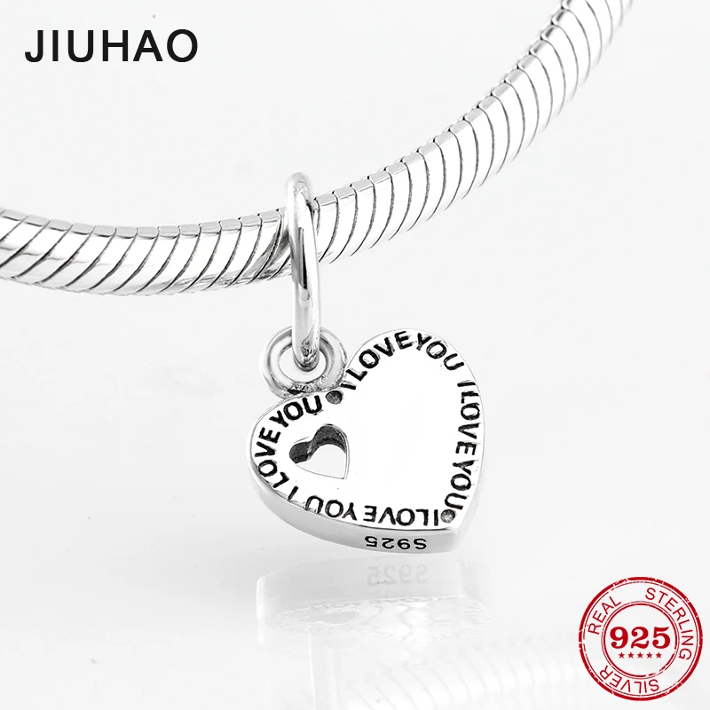 Подвески из стерлингового серебра 925 пробы с надписью I LOVE YOU sweet heart charms