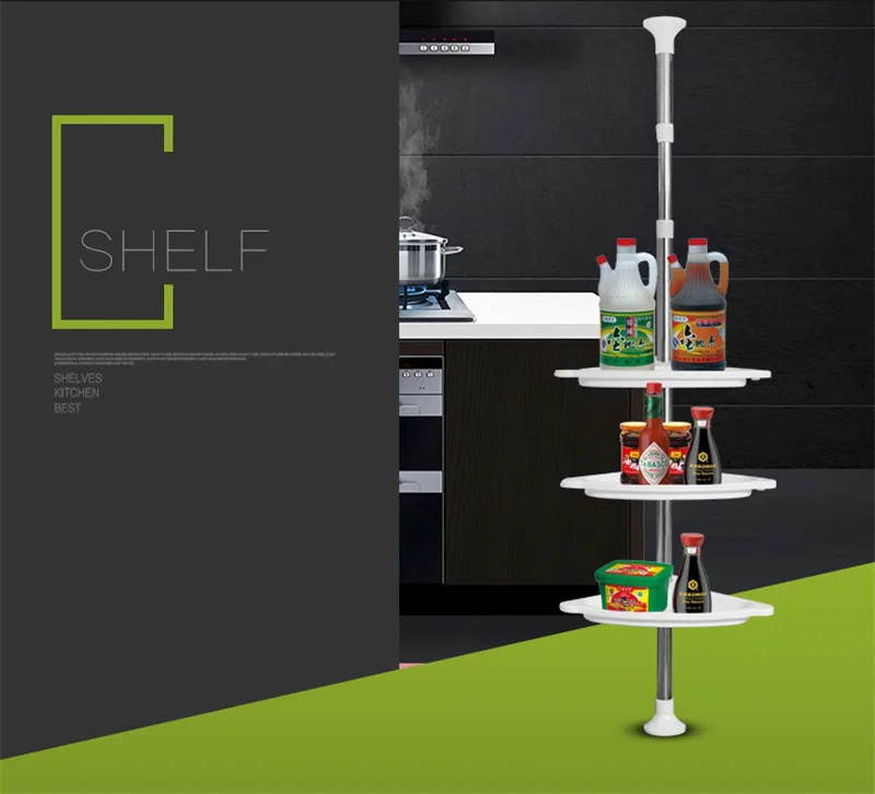 4 слоя Ванная комната стойки телескопическая Caddy Органайзер Регулируемый Кухня настенный угловой стеллаж для хранения пол Тип ванная комната угловая полка