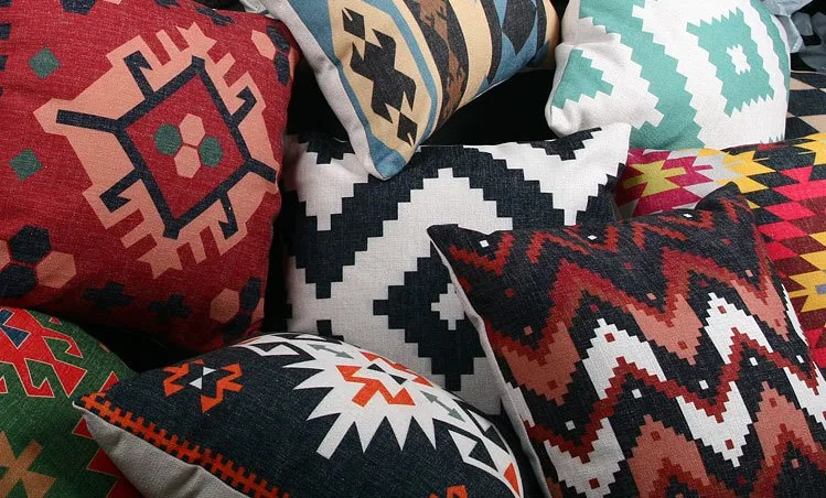Хлопковая льняная наволочка Kilim с геометрическим рисунком богемная винтажная