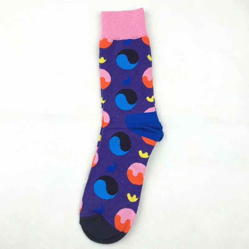 1 пара счастливых мужских носков чёсаный хлопок яркие цветные смешные мужские