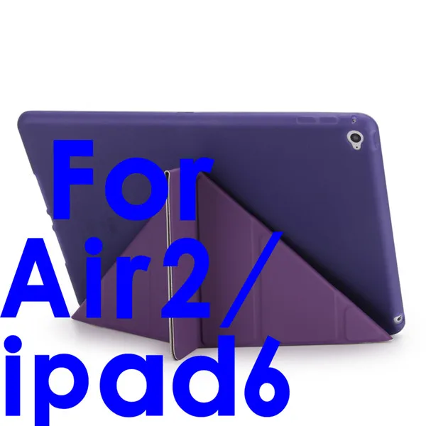 Для Ipad Air 2/iPad Air 1 смарт-чехол для Ipad 5 фигур Стенд Ультра тонкий из искусственной кожи(полиуретан) и мягкого силикона для iPad 5/6 Авто Режим сна/Пробуждение - Цвет: purple  Air2
