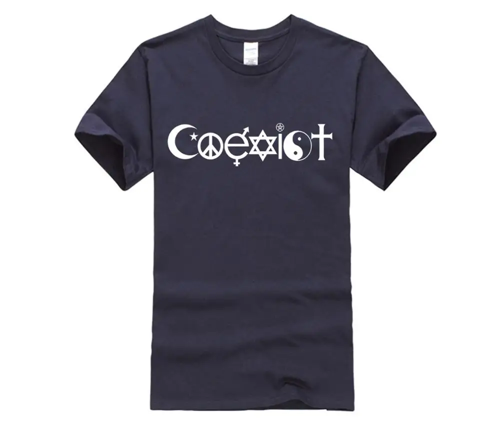 Мужская футболка с коротким рукавом Coexist Fun хлопковая Футболка принтом на заказ |