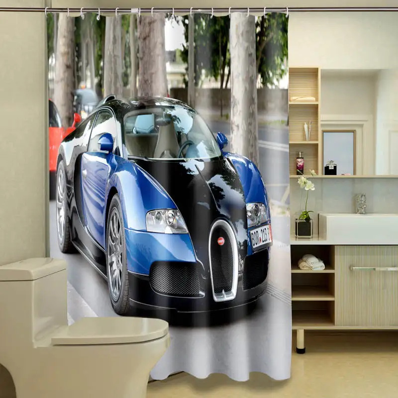 Индивидуальные 3D занавески для душа s супер спортивный автомобиль узор водонепроницаемая ткань занавески для ванной комнаты моющиеся занавески для ванной Товары для ванной - Цвет: Color 2