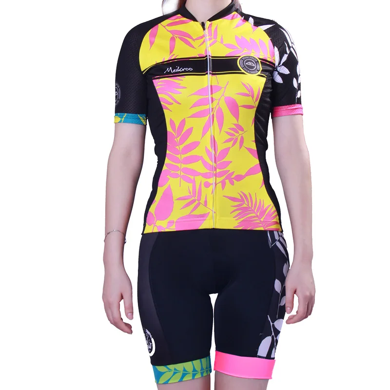 Летние листья женские велосипедные Джерси наборы велосипедная одежда для дам Pro