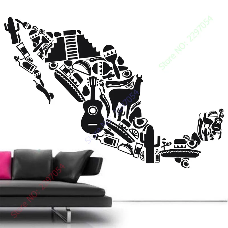 Free Shipping Wall Stickers Vinyl Decal Mexico Mexican Latin America Cool Decor 98x142cm