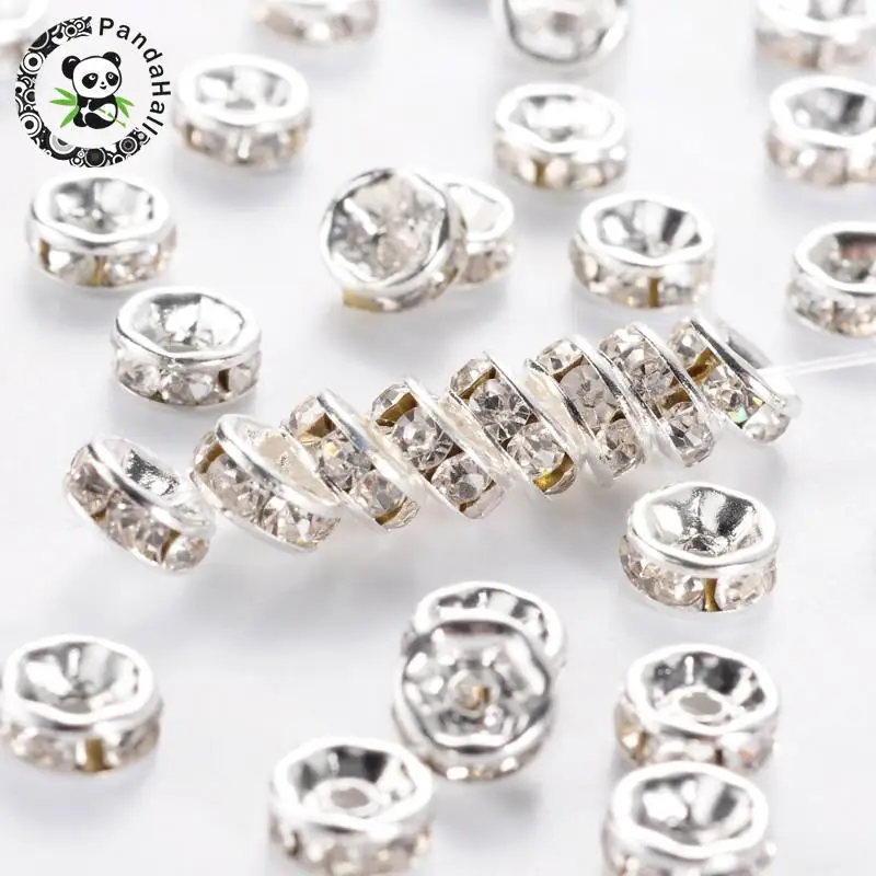 

500Pcs Brass Rhinestone Spacer Beads Rondelle Crystal Bead Loose Spacer Beads for DIY Jewelry Making Accessories Grade A 6/7/8mm