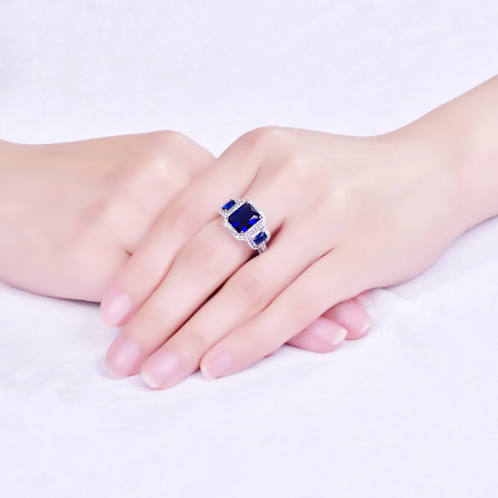 lingmei New Arrival Big Multi Royal Blue Purple White CZ Silver ColorSize 6-9 Fashion Elegent Women Jewelry Wholesale | Украшения и