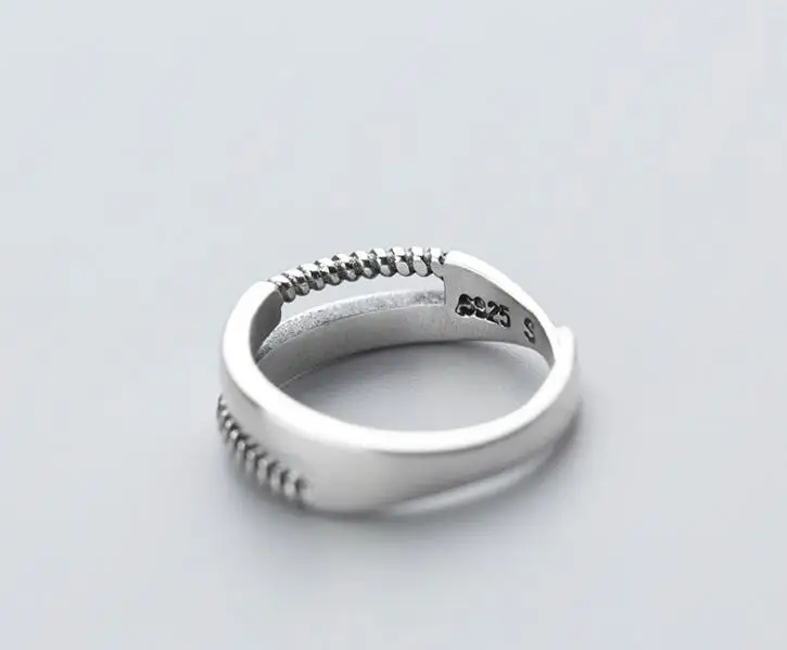 Authentic REAL. 925 Sterling Silver Double Rows Twisted Roped Braid &ampGeometric Lucky Bar wider Rings GTLJ1555 | Украшения и