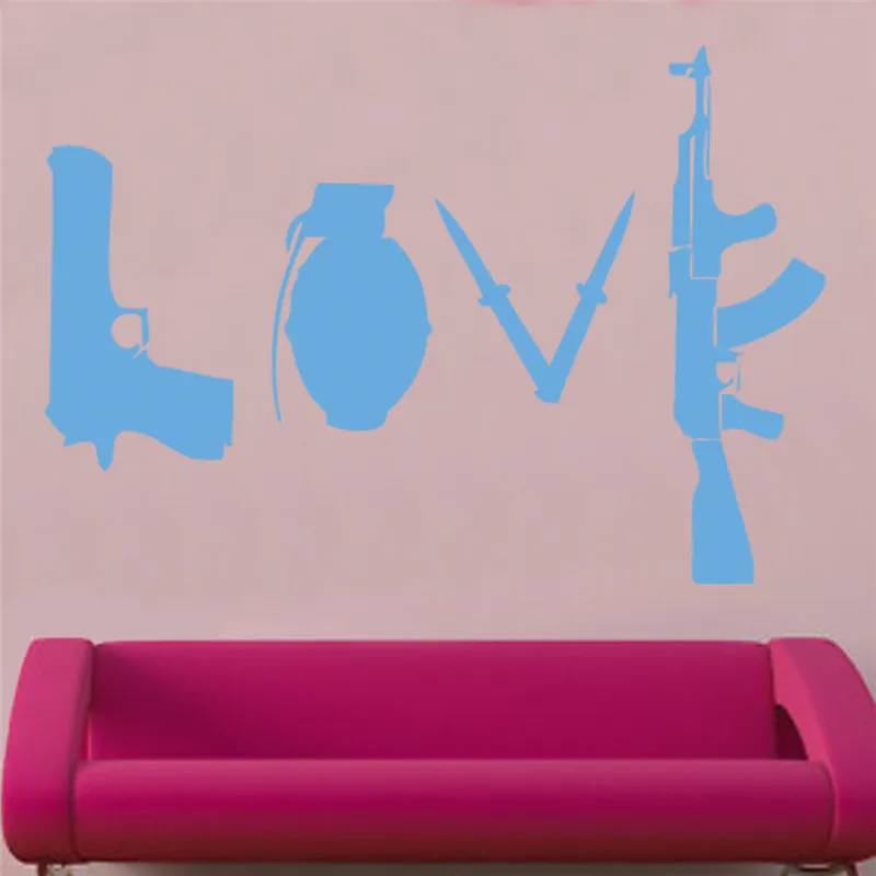 Наклейки на стену с изображением любящего оружия художественные граффити