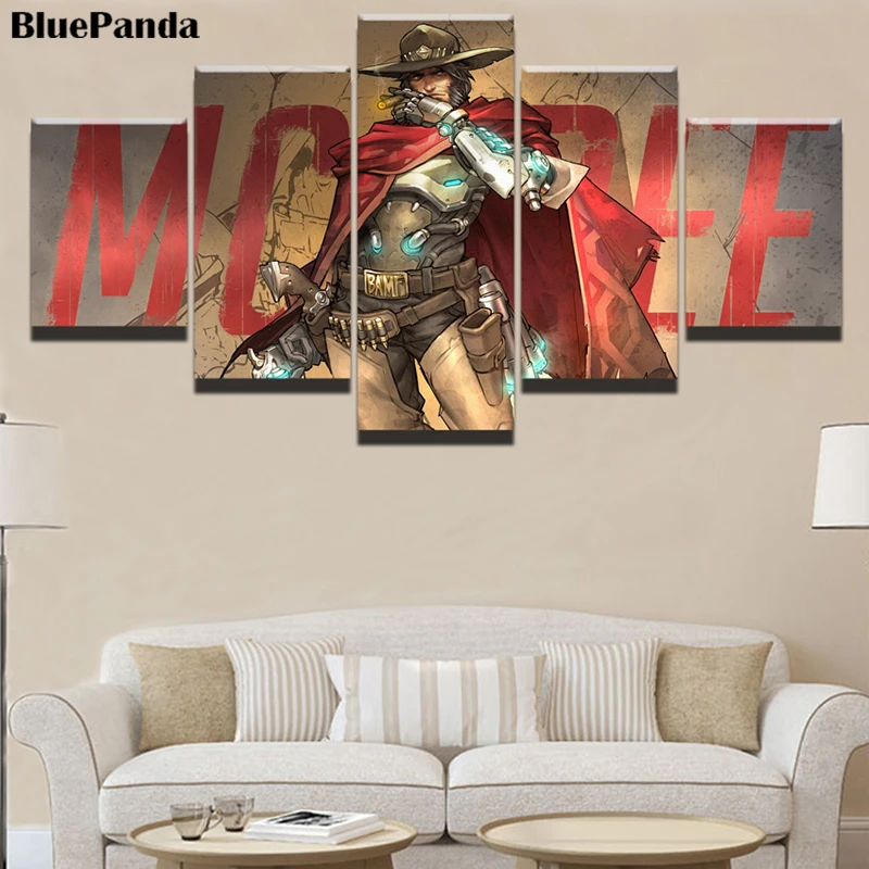 5 шт. Mc Cree Overwatches игра HD Холст Картина маслом плакат картина для спальни офиса