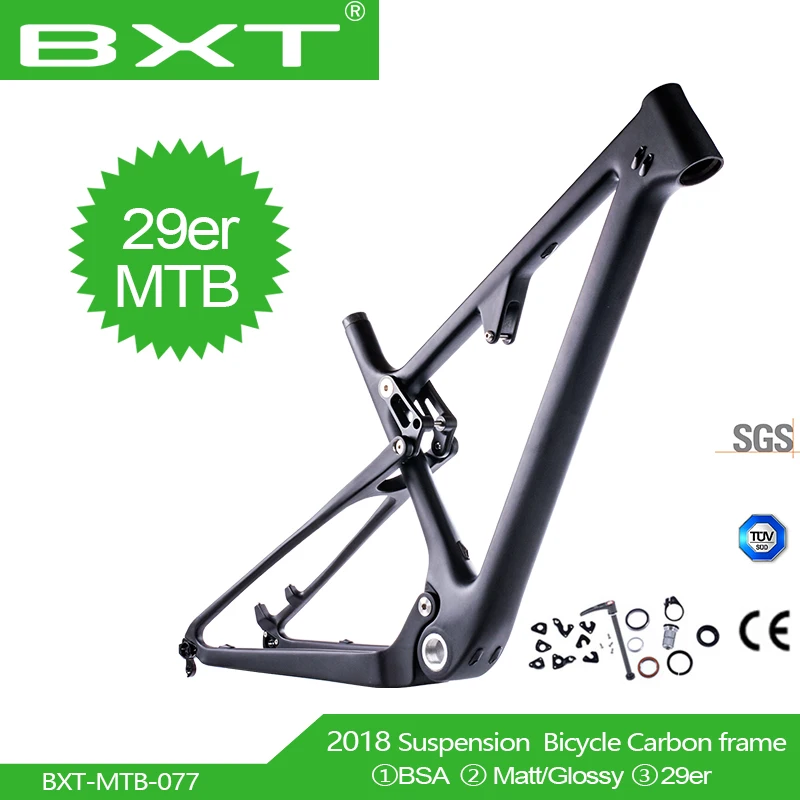 BXT новейший 29er UD Карбон MTB полная Подвеска по пересеченной местности без логотипа BSA Задний амортизатор 165*38 мм* 22 мм рама для горного велосипеда