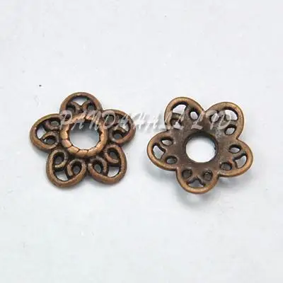 Tibetan Style Bead Caps Lead Free & Nickel Cadmium Flower Red Copper color Size: about 12mm long 11.5mm wide | Украшения и