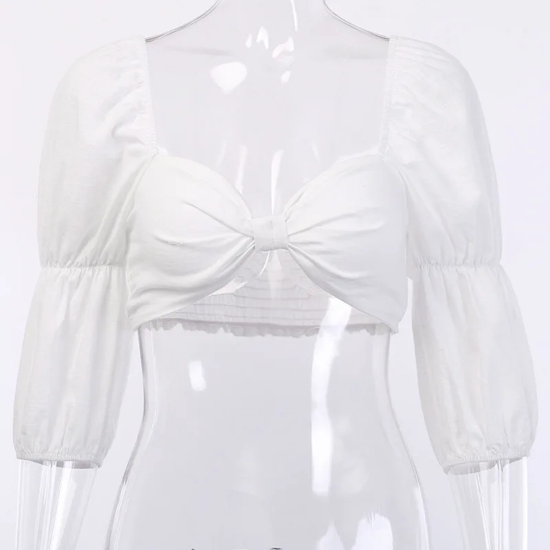 Летняя блузка женские сексуальные топы с v образным вырезом рукавами буффами и