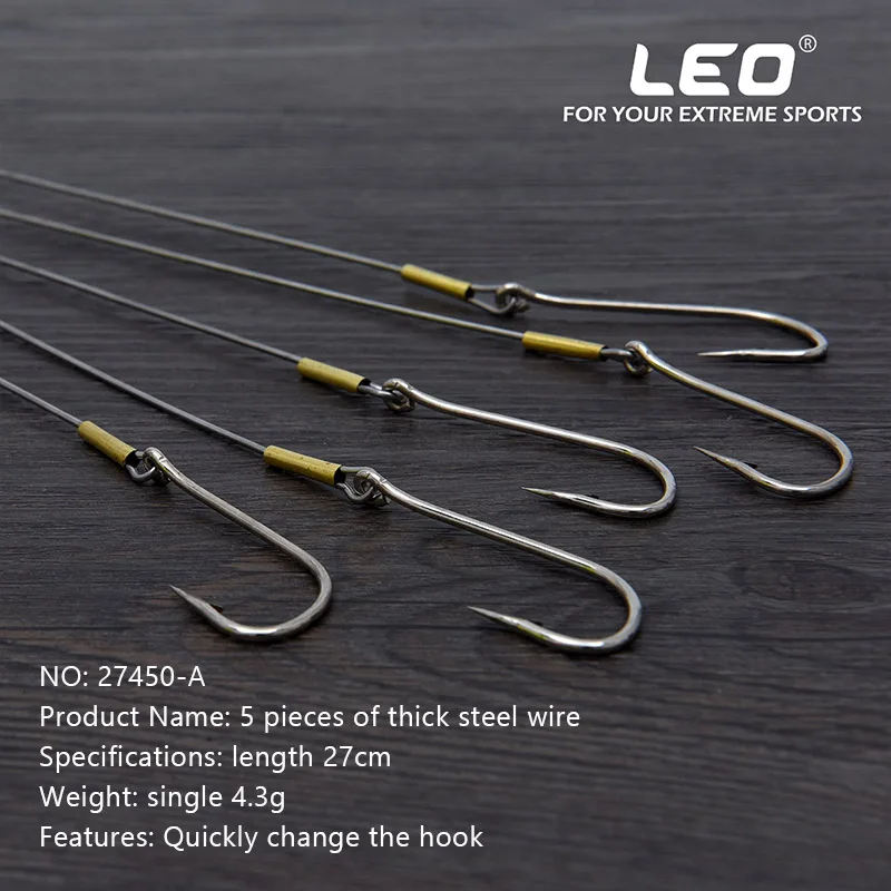 Thick steel wire LEO/10 5 шт. быстросменный рыболовный крючок с Стальная проволока линия для крупного рыбы рыболовные принадлежности - Цвет: Thick steel wire