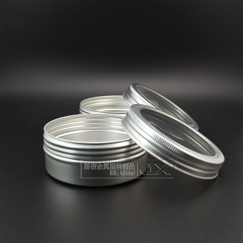 

Refillable 200g Aluminum Window Bottle Empty Cosmetic Cream Jar Visible Pill Capsule Candy Spice Storage Containers 20pcs