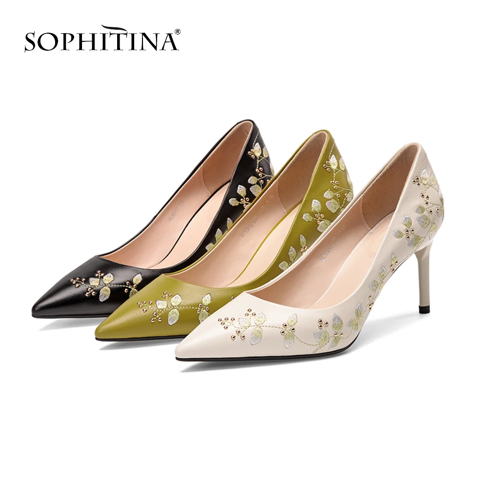 SOPHITINA/Новинки 2019г. Всесезонные туфли лодочки с прекрасной вышивкой на боку.