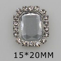 Rectargle 15X20mm Новые 10 шт белые Серебристые Стразы Металлические Хрустальные пуговицы украшение для свадебных приглашений кнопка для волос цветок Центр Скрапбукинг - Цвет: Rectargle 15X20mm