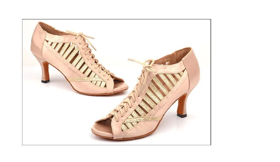 SHOYDANC zapatos de baile latino mujer уникальный дизайн римские сапоги танцевальная обувь для латинских женщин абрикосовый/Коричневый Красный атласные туфли для танцев
