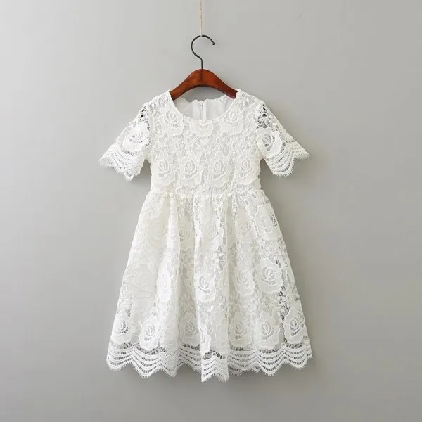 Everweekend Princess Girls Summer White Lace Party Dress Ruffles Western Fashion Children Flower Holiday Dresses | Детская одежда и
