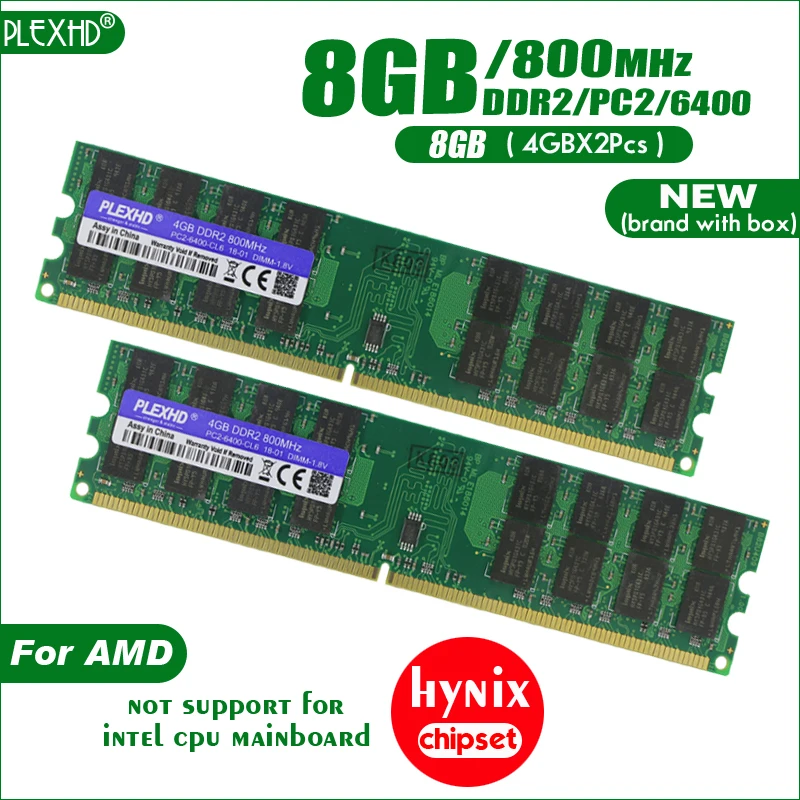 Новый PLEXHD 8 Гб (4 X 2 шт) DDR2 PC2 6400 800 МГц г для настольных ПК DIMM память ram 240 контакты AMD