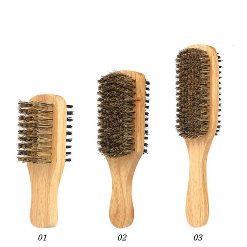 Двухсторонняя щетка для лица 3 размера Мужская Массажная с деревянной ручкой