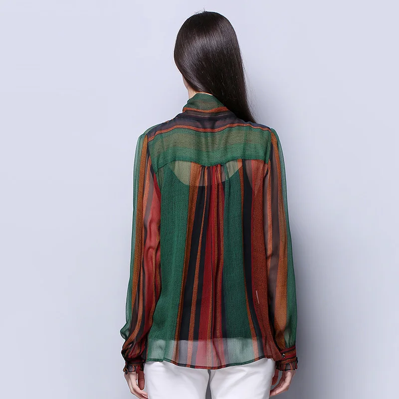 100% шелковая шифоновая женская рубашка из натурального шелка однотонная Модная