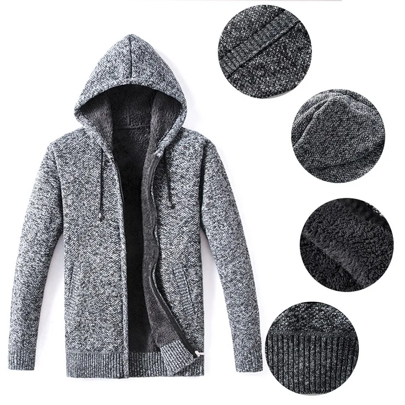 

Vogue Nice Mens Cardigan Sweater Masculino Winter Thick Warm Sweater Men Wool Sweaters Casual Men Hooded Loose Casual Coats