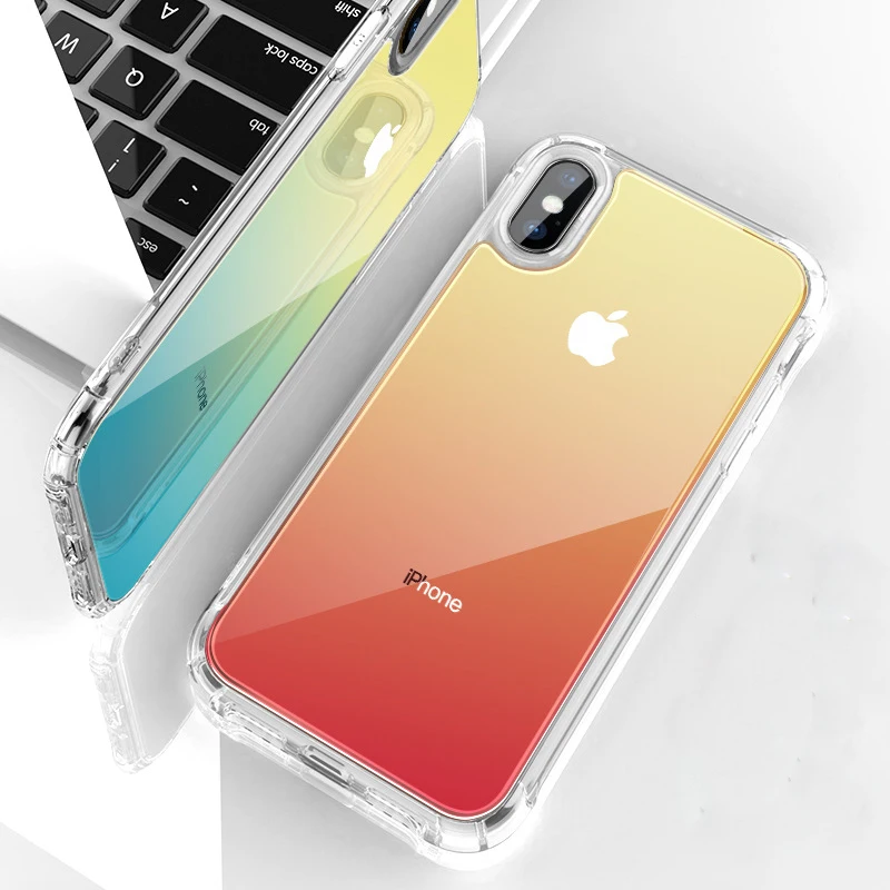 Gradient Phone Case For iPhone XR XS Max 8 7 6 6S Plus Hard Silicone Acrylic Cover for Iphone Xs Xr Transparent Shell |