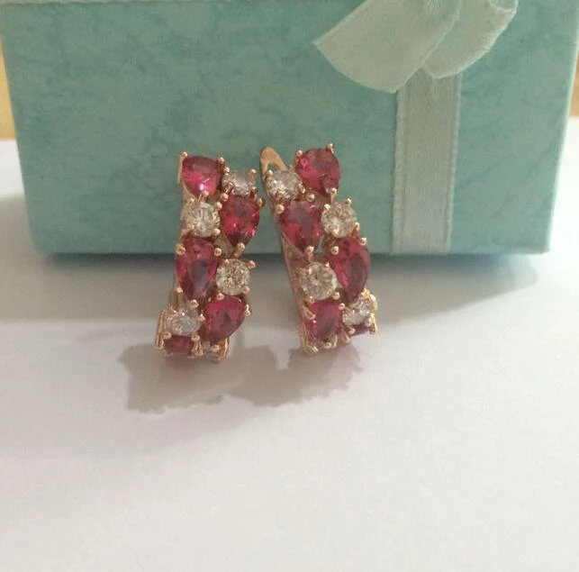 Red RoseGold LXOEN, классические полудрагоценные серьги-гвоздики с камнем для женщин, серебряный цвет, круглые серьги-гвоздики, ювелирное изделие, brinco, подарок, бижутерия - Окраска металла: Red RoseGold