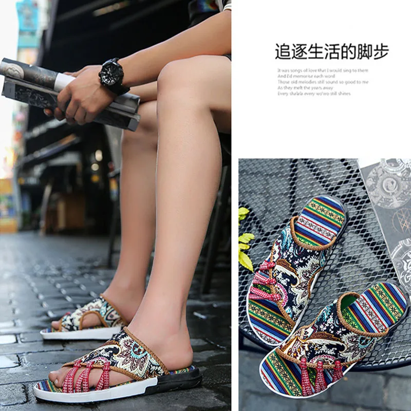 

Summer Light Men Slippers Trend Personality Cool Drag Men National Style Fashion Casual Sandals Non-slip Outdoor Beach Shoes 296