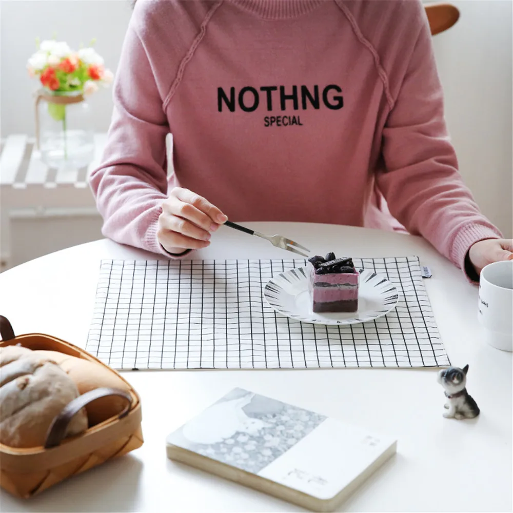 Хлопковая Салфетка столовая Посуда коврик обеденный стол белый сетка в полоску