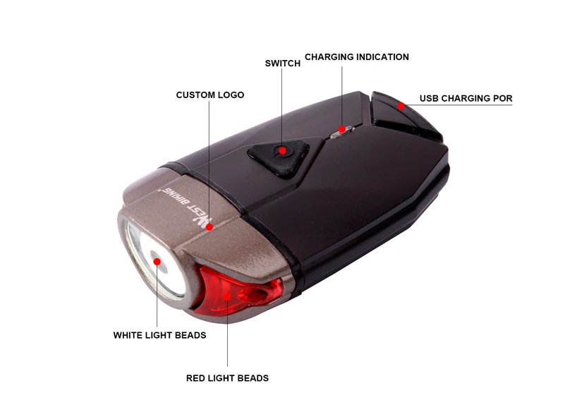 WEST BIKING USB Перезаряжаемые Водонепроницаемый IP45 велосипеда светлый светодиод передний велосипедный легкий безопасный дорожный велосипедный руль нашлемный свет